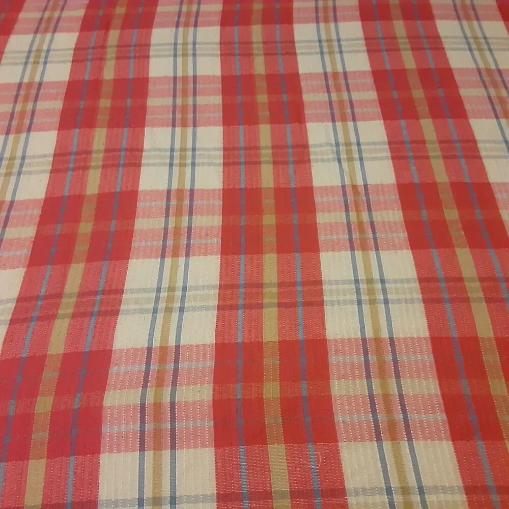 Vintage Sears Tough Cord Bed Spread Coverlet Plaid Timeless Retro King NOTE